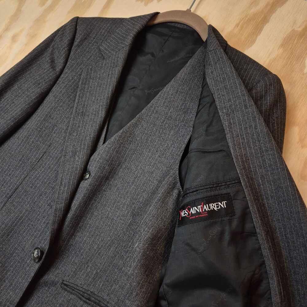 Vintage Yves Saint Laurent YSL Men's Pinstripe Blazer Vest Set France Size 36S